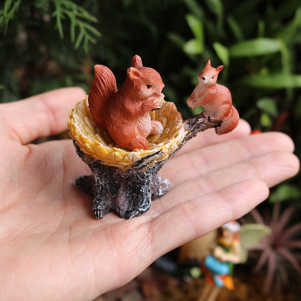 Miniature Fairy Garden Squirrels Set Miniature Forest Animal Figures Figurines Kit Mini Garden Supplies Bonsai Decorations