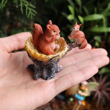 Miniature Fairy Garden Squirrels Set Miniature Forest Animal Figures Figurines Kit Mini Garden Supplies Bonsai Decorations