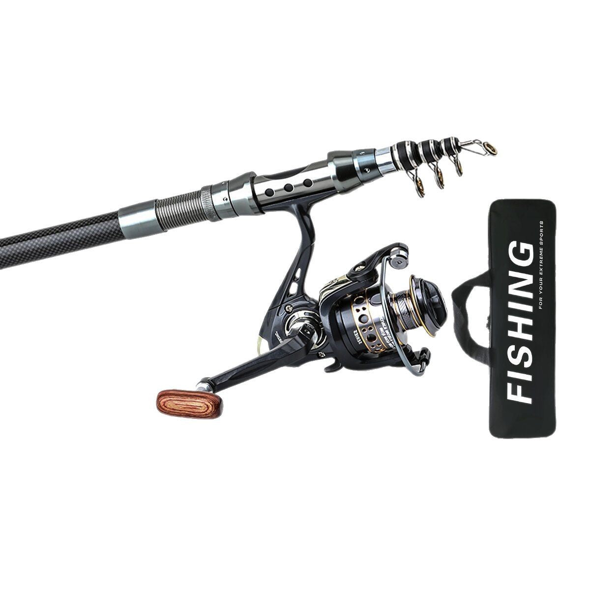1.8-3m Carbon Fiber Fishing Rods and Reel Combo Super Hard Telescopic Fishing Pole Spinning Reel Kit