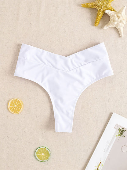 S - XL High Waist High Leg Cut Bikini Bottom Swim Brief Women Swimwear Female Bather Brazilian Tanga Panties Underwear K7095