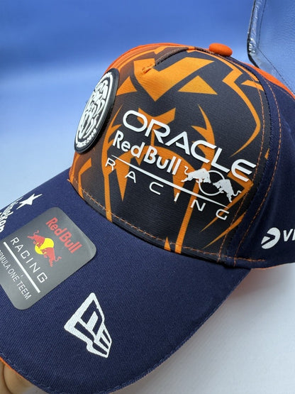 Verstappen Red Bull racing cap with orange curved brim RedBull baseball cap for summer shade breathable and adjustable sun hat