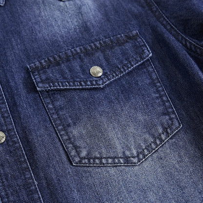 High Quality Men's Denim Shirt Long Sleeve Oversized Pure Cotton Overshirt Solid Casual Shirts Men Clothing  4XL A2F6522