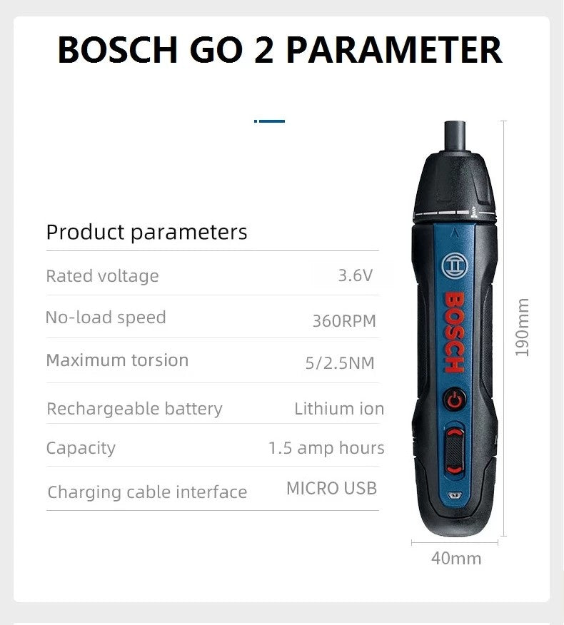 Parafusadeira elétrica sem fio Bosch Go Original 3.6V Recarregável Parafusadeira automática Furadeira Bosch Go 2 Ferramenta elétrica de lote