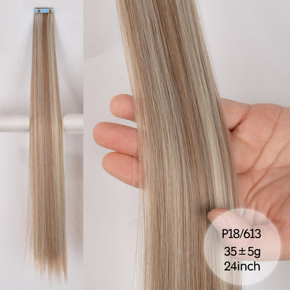 Straight Tape in Hair Extensions Natural Hair Extensions Mini Tape ins Invisible Seamless Blonde Silky Natural Tape ins For Wome