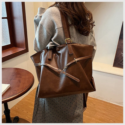 Retro Big PU Leather Shoulder Bag for Women 2025 Winter Trend New Y2K Fashion Handbags Females Travel Luxury Tote Bag  bolsas