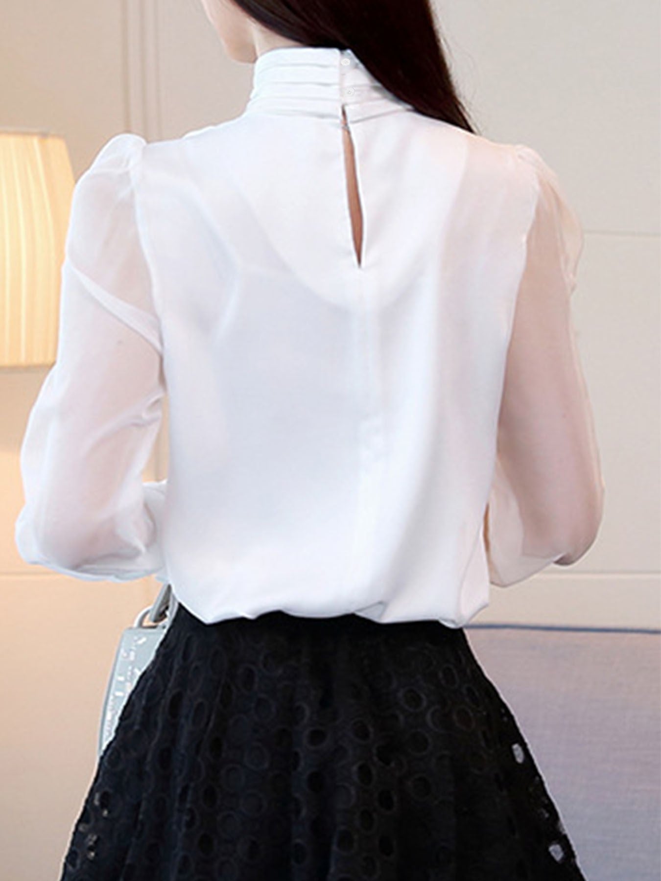 Bow chiffon shirt women long sleeve spring and autumn new women's Han Fan career white shirt chiffon blouse