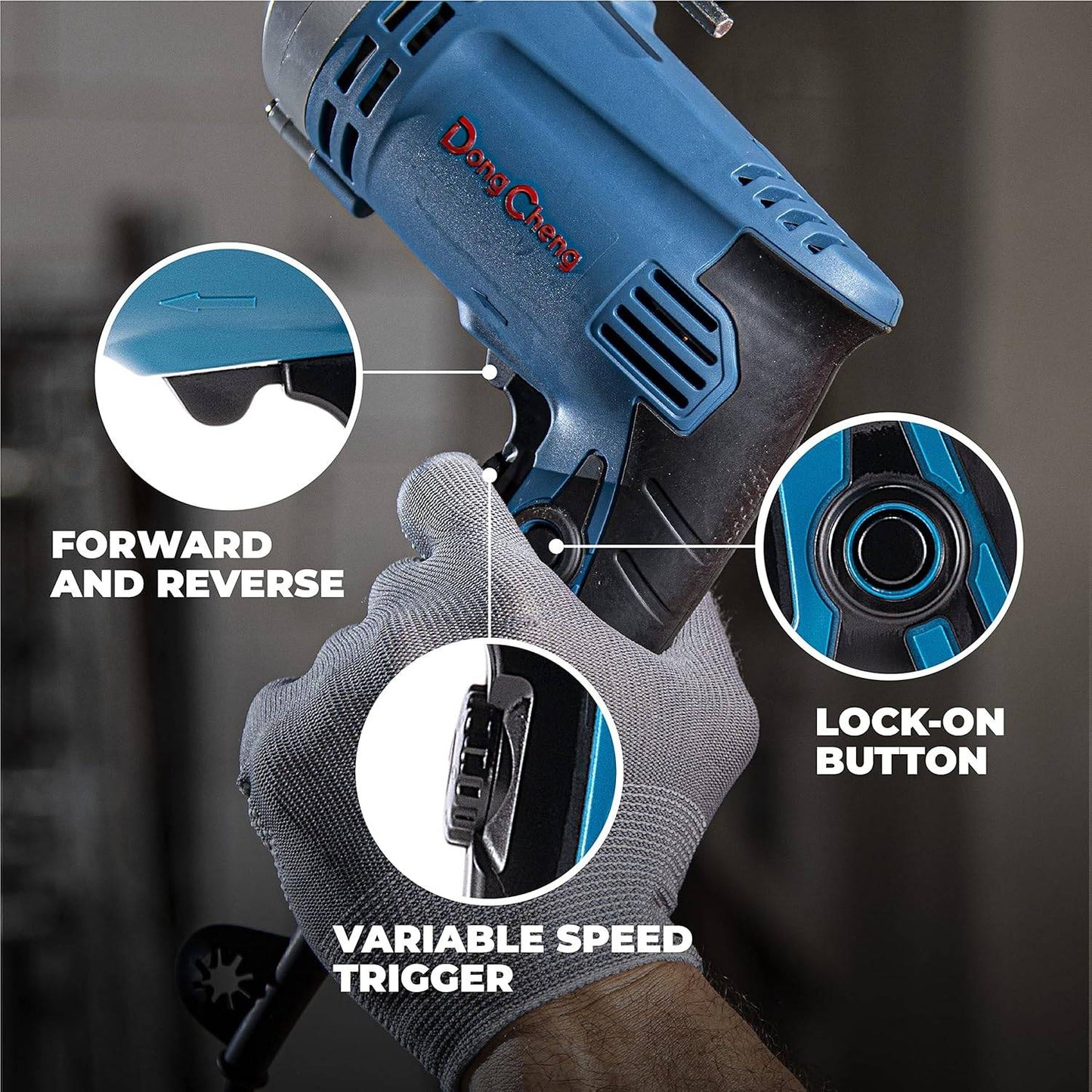 Furadeira de Impacto 6A com Mandril com Chave de 1/2 Polegada, Furadeira de Impacto 0-3000 RPM para Parede de Tijolo, Metal e Madeira, Inclui 15 Peças de Brocas