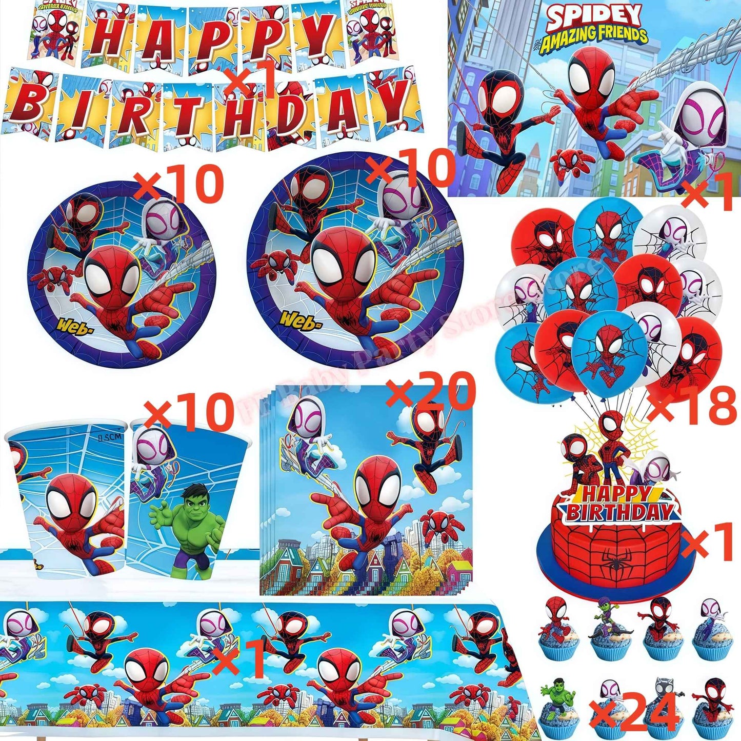 Spider Hero Birthday Party Decoration Plate Cup Banner Balloon Superhero Party Favors Baby Shower Decor Birthday Supplies Gift