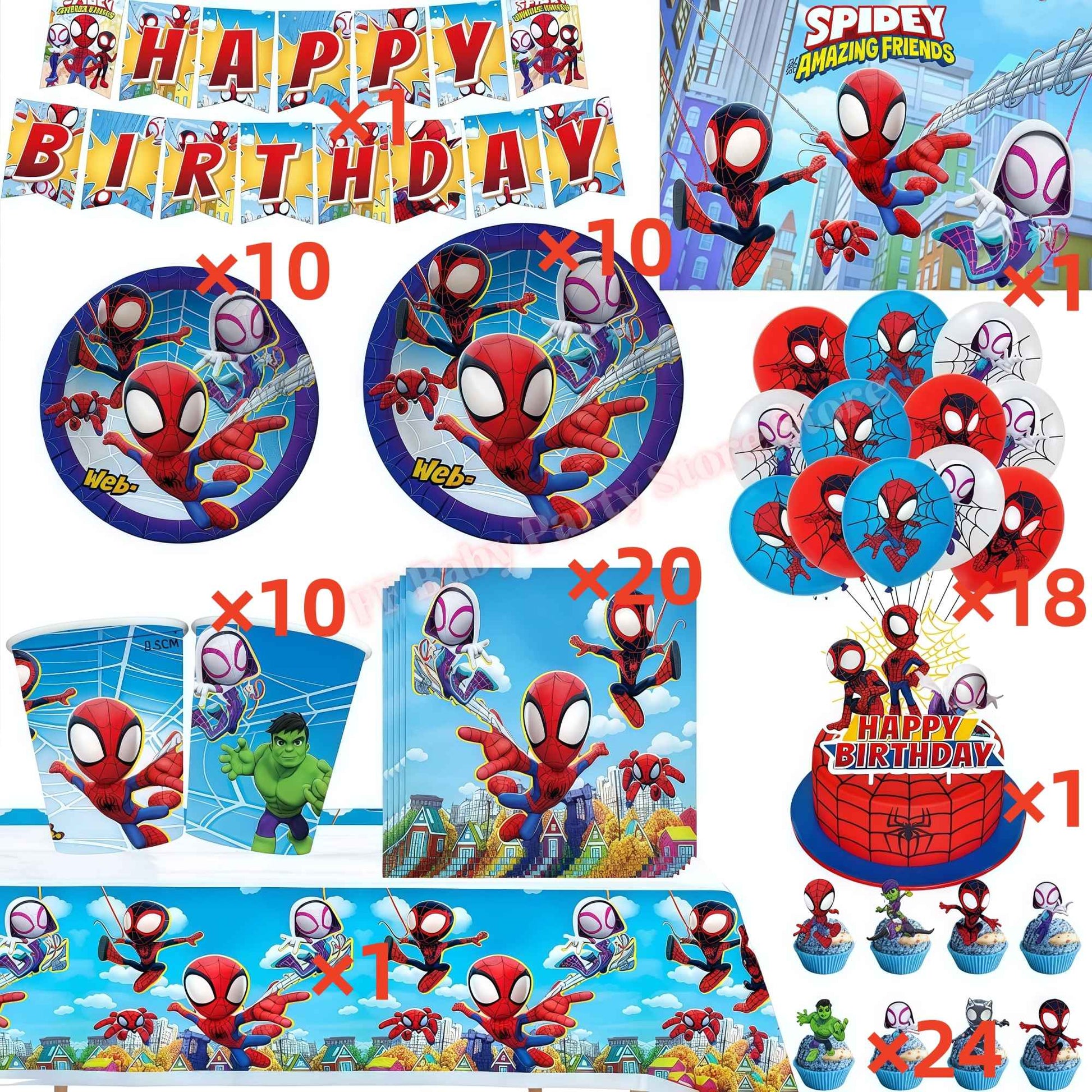 Spider Hero Birthday Party Decoration Plate Cup Banner Balloon Superhero Party Favors Baby Shower Decor Birthday Supplies Gift