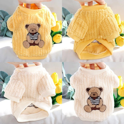 Moletom de Luxo com Capuz para Cães, Roupas Quentes de Inverno para Cães, Moletom Fofo e Macio para Filhotes, Estampa de Urso, Moletons para Gatos, Suéteres para Animais de Estimação, Roupas para Bichon