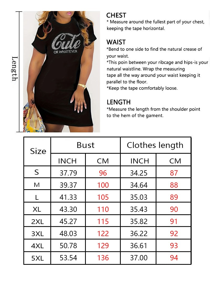 Plus Size Women's Summer Music Festival Pattern Sporty Casual Letter Print Fashionable 07 Printed Jersey Tenniscore Dress