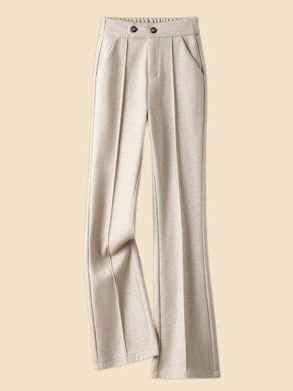 Faionable Thiened Woolen Flared Pants High Waist Casual Trousers for Women Autumn Winter New Sle Slimming Wide Leg Pants
