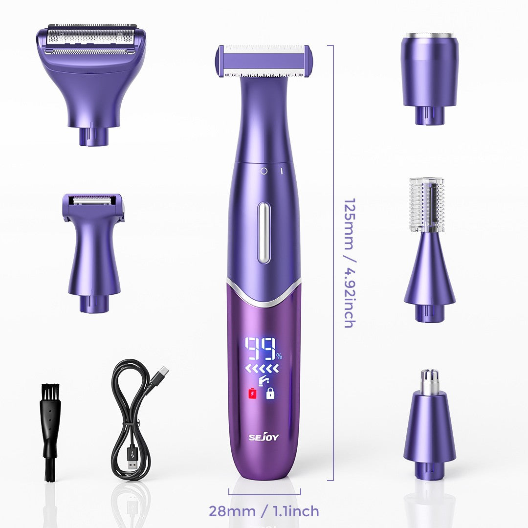 Sejoy 6-In-1 Body Hair Trimmer Kit Electric Beard Shaver Men Women Nose Hair Trimmer Eyebrow Razor Portable Body Hair Shaver
