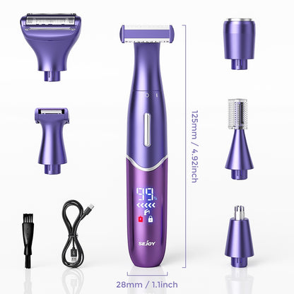 Sejoy 6-In-1 Body Hair Trimmer Kit Electric Beard Shaver Men Women Nose Hair Trimmer Eyebrow Razor Portable Body Hair Shaver