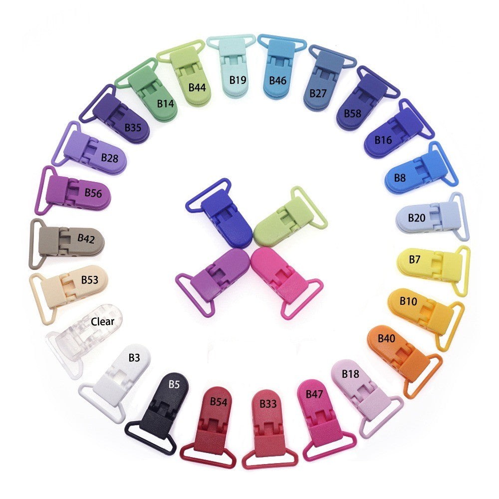 100 Pcs 20 Color Mixed Hot D Shape 25mm Plastic Baby Pacifier Clip Holder Newborn Baby Dummy Soother Bib Toy Chain Gift