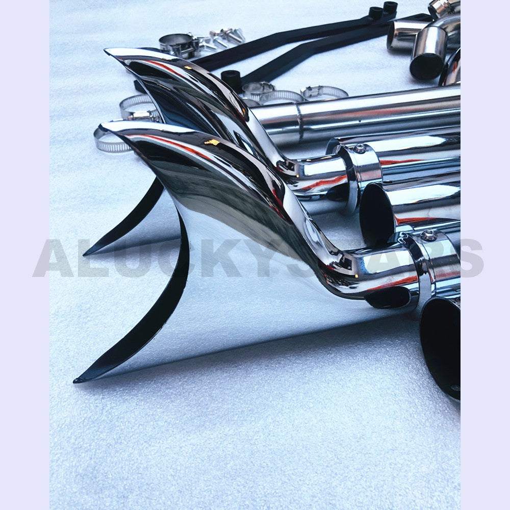 Black Chrome Dual Exhaust System Muffler For Harley Softail Heritage Classic Fat Boy Deluxe Slim Cross Bones 1997-2017