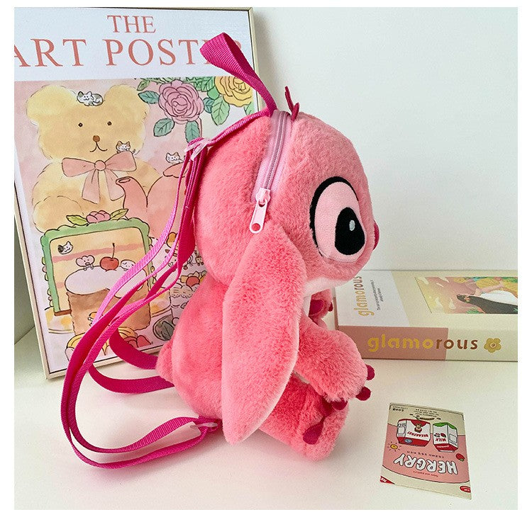 Kawaii Disney Stitch Bag Plush Backpack Bagpack Double Shoulder Crossbody Bag Storage Pouch Plushie Anime Toy Gift for Girls