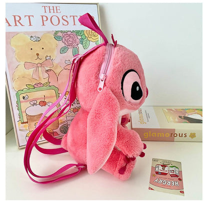 Kawaii Disney Stitch Bag Plush Backpack Bagpack Double Shoulder Crossbody Bag Storage Pouch Plushie Anime Toy Gift for Girls