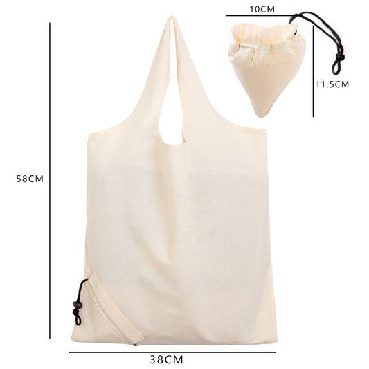 2024 ECO Cotton Shopping bag Folding Package Women Men Reusable Canvas Fold Pouch white