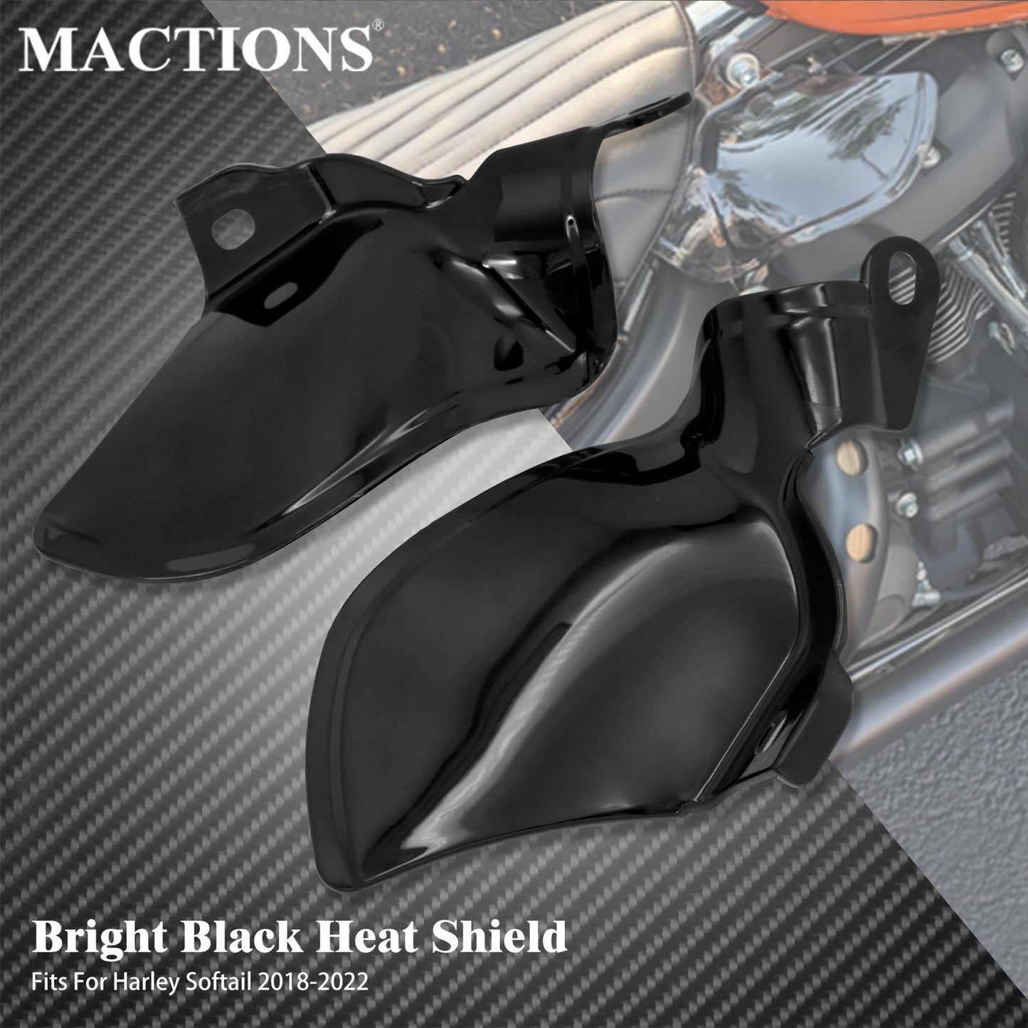 Defletor de Calor do Escudo da Sela ABS para Motocicleta Preto Brilhante para Harley Softail Fat Boy Breakout Slim Street Bob 2018-2022