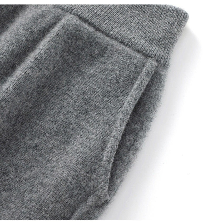 High Waist Wide Leg Woolen Pants Women's Loose Casual Black Long Trousers Autumn Fashion Elegant Commuting Style