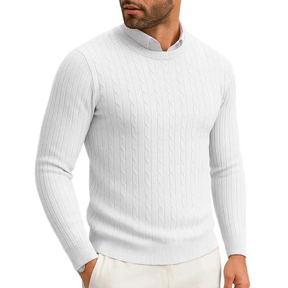 Men's Crewneck Knitted Pullover Sweater Fit Long Sleeve Casual Sweaters Winter Warm Twist Patterned Cable Work Jumper