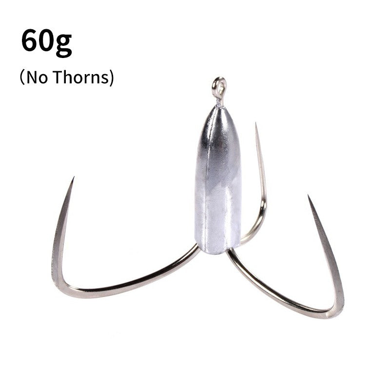Anzóis de Pesca Triplos Prateados de Aço Carbono com Farpa 20g/30g/40g/50g/60g/80g Agulha de Pesca Acessórios de Pesca