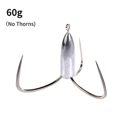 Anzóis de Pesca Triplos Prateados de Aço Carbono com Farpa 20g/30g/40g/50g/60g/80g Agulha de Pesca Acessórios de Pesca