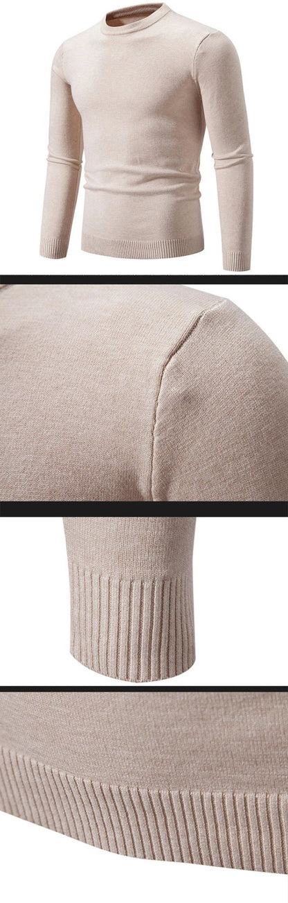 Autumn New Men's Round Neck Pullover Long Sleeved Knitted Sweater Retro Lightweight Sports Shirt Soild Color Casual Jacket