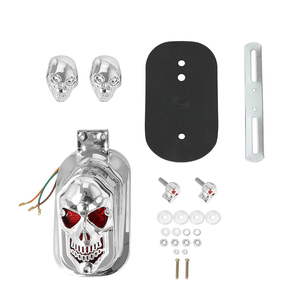 Para-lama traseiro de motocicleta com lâmpada de freio e luzes de placa Caveira Cruzada em Formato de Lápide Para Harley Chopper Bobber Personalizada