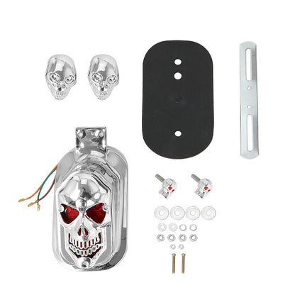 Para-lama traseiro de motocicleta com lâmpada de freio e luzes de placa Caveira Cruzada em Formato de Lápide Para Harley Chopper Bobber Personalizada