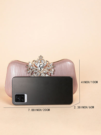 Luxury Rhinestone Evening Bag For Carnaval, Shiny Wedding Dress Purses,  Glamorous,Elegant,Exquisite Small Rhinestone Decor Boxy
