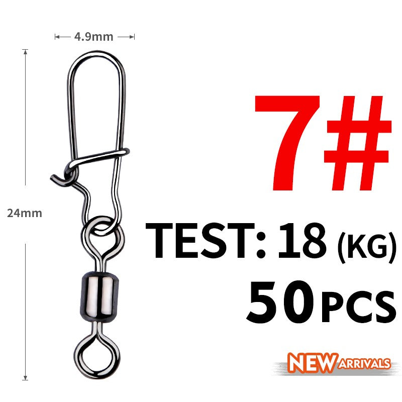 MEREDITH 50 PEÇAS Acessórios para Pesca de Lucio Conector Giratório de Rolamento Pino de Aço Inoxidável Snap Anzóis Isca Giradores Equipamento de Pesca