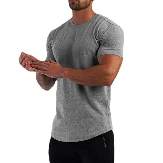 Summer Cotton Sports T-Shirts Mens Slim Fit Gym Fitness Male T Shirt Casual Running Bodybuilding Man Jogging Workout Clothing  ?