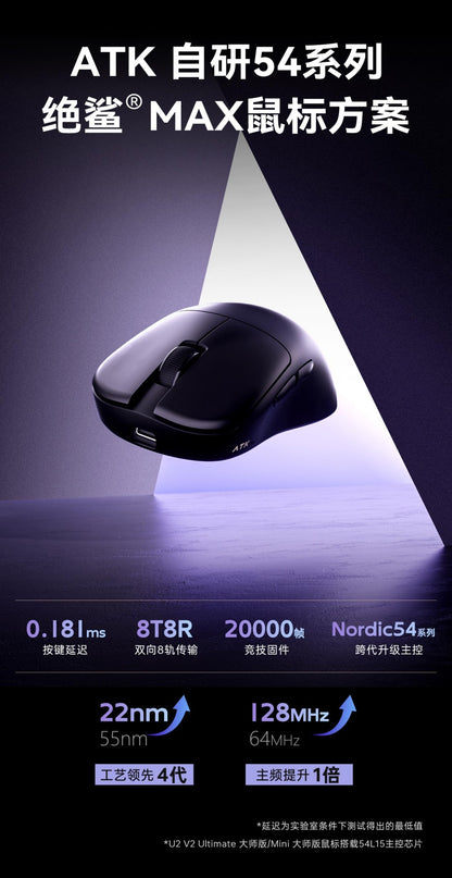 NOVO ATK BlazingSky U2/v2 EM ESTOQUE Mouse Gamer Sem Fio PAW3950 8k 3 modos Duplo 39g Leve Mouse E-sport Acessório Personalizado