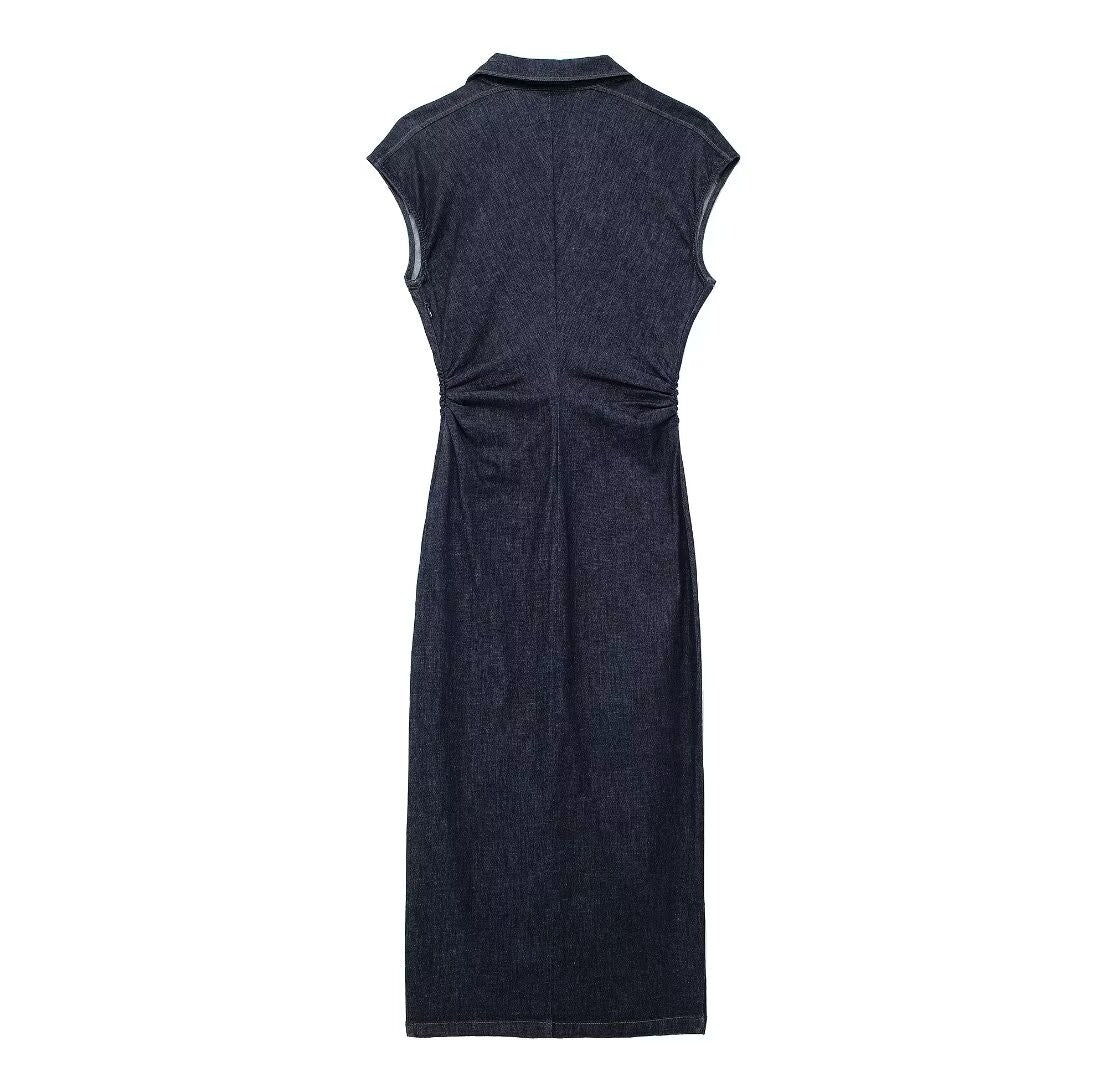 TRAFSHE Sleeveless Denim Long Dress Women Bodycon Tank Midi Dress Woman Summer R