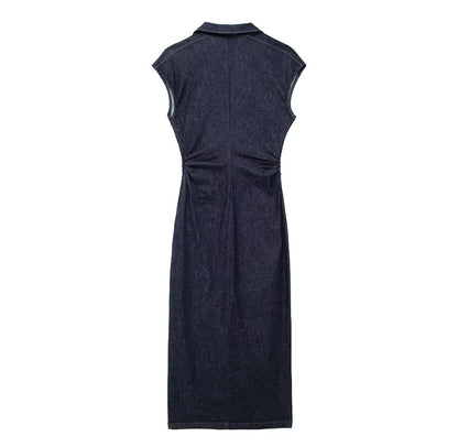 TRAFSHE Sleeveless Denim Long Dress Women Bodycon Tank Midi Dress Woman Summer R