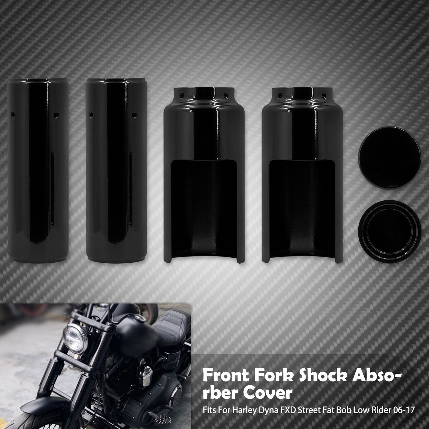 Kit de Capas Protetoras de Amortecedores Dianteiros para Harley Dyna Street Bob FXD Low Rider Fat Bob 2006-17