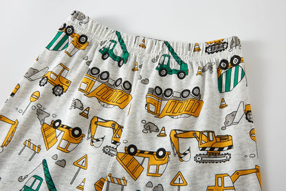 Pajamas Set for Boys 100% Cotton Full Print Excavator Kids Pjs Long Sleeve Elastic Cuffs Soft Sleepwear For Age 1-8 Years