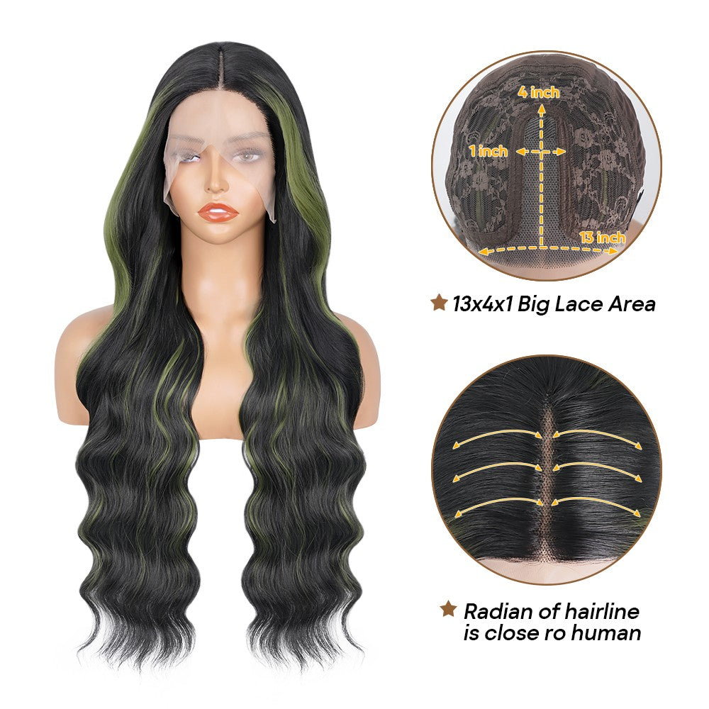 Peruca frontal de renda 13X6 preta com destaque loiro vermelho peruca sintética 13x4 pré-selecionada com linha do cabelo peruca frontal de renda feminina