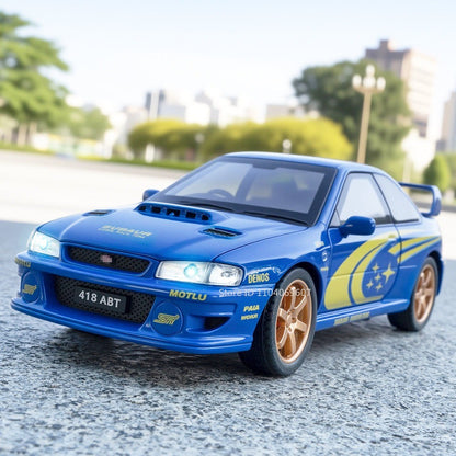 1:32 Subaru Impreza Modelo de Brinquedo de Carro Esportivo de Liga Leve, Carro Superesportivo em Miniatura Fundido com Luz e Som, Portas que Abrem e Fricção para Presentes Infantis