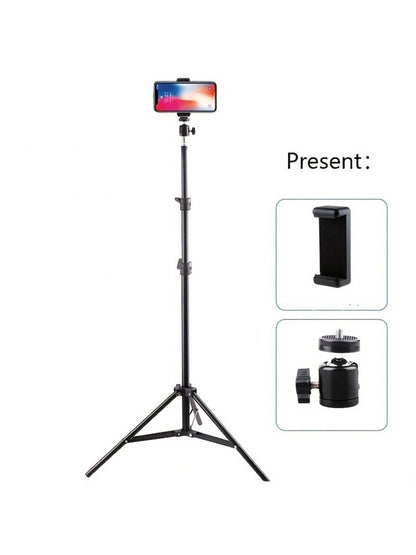 1 tripé multifuncional de 160,02 cm com tripé dobrável e clipe de suporte para celular, tripé para celular e câmera