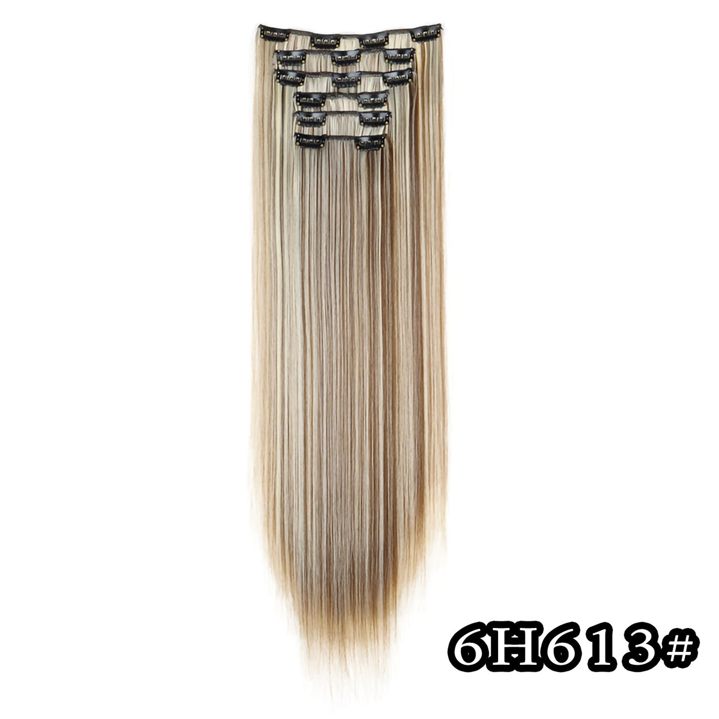 Apliques de Cabelo Natural de 24 Polegadas Cabelo Sintético para Mulheres Kit de Fios de Cabelo 16 Tic-Tacs em 6 Peças Apliques Mechas de Cabelo