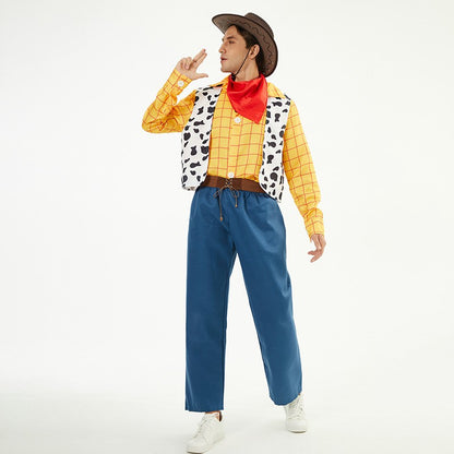 Cosplay Story Woody Costume Sets for Adult Cowboy Dress Carnival Halloween Party Fancy Dress up Performance Costume
