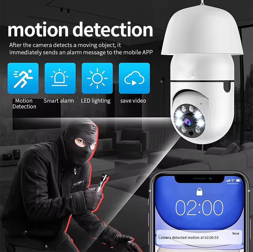 E27 Surveillance Camera Full Color Night Vision Automatic Human Tracking Zoom Indoor Security Monitor Wifi Miini IP Camera
