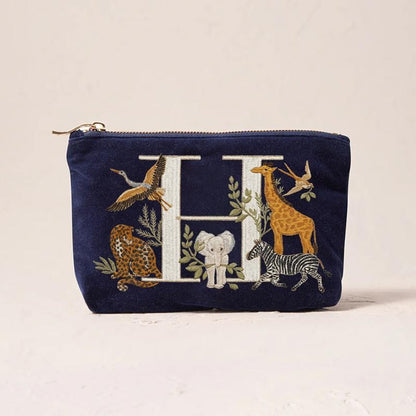 Fashionable Portable Makeup And Cosmetic Tool Storage Animal Pattern Printed Velvet Fabric Large Capacity Cosmetic Bag