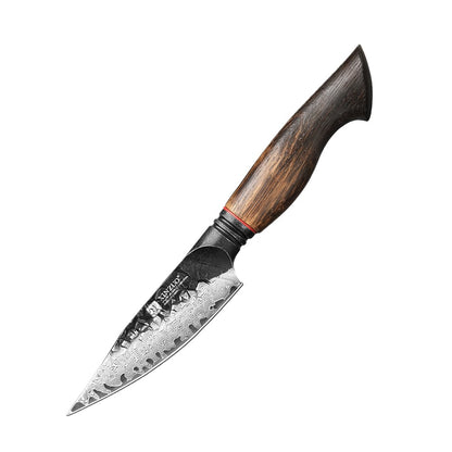 XINZUO 1-6-Piece Damascus Knife Set 67-Layer Steel White Oak Red G10 Handles Paring Utility Cleaver Santoku Bread Knife
