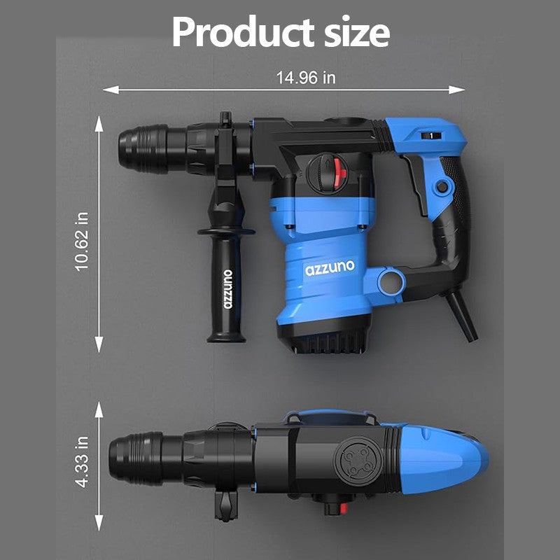Furadeira de Impacto AZZUNO 1500W Martelete Perfurador Profissional Potente Furadeira Elétrica com Martelo Modos de Ajuste Multifuncionais