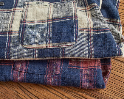 Classic vintage plaid long-sleeved shirt for men autumn and winter British leisure winter heavy cargo shirt for men