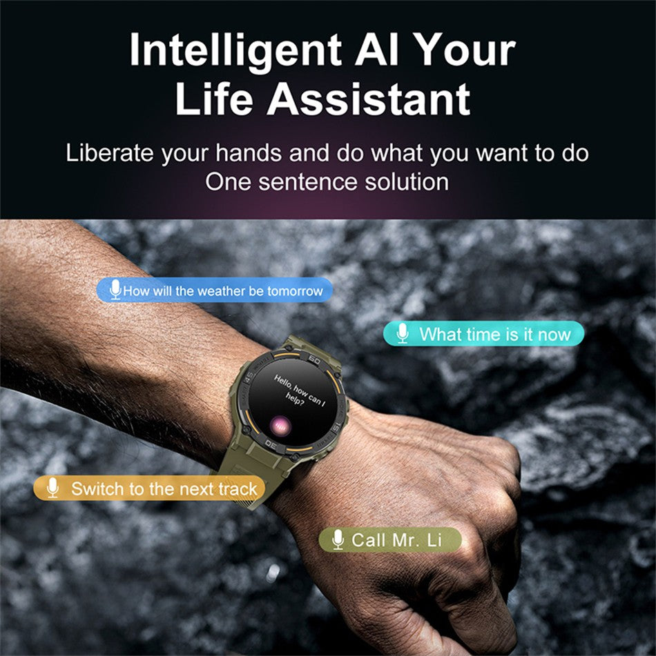Smartwatch Militar de Outdoor 2025 Novo GPS Display Ultra HD de 1.52" Chamada Bluetooth Frequência Cardíaca IP69K À Prova D'água AI Smartwatch Masculino